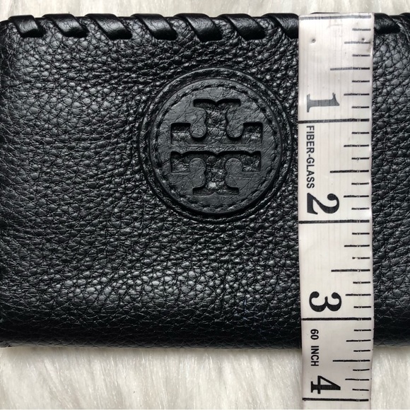 Tory Burch Marion Black Pebble Leather Hidden Zip Coin Wallet/Case w/ Key Ring - Picture 11 of 15